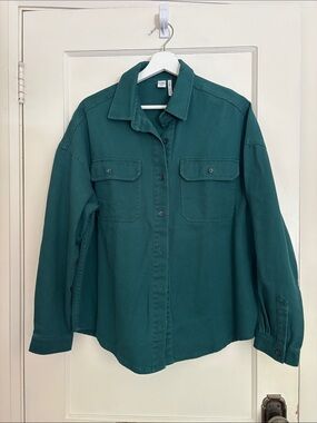 Simons Twik Forest Green Button-Up Shacket